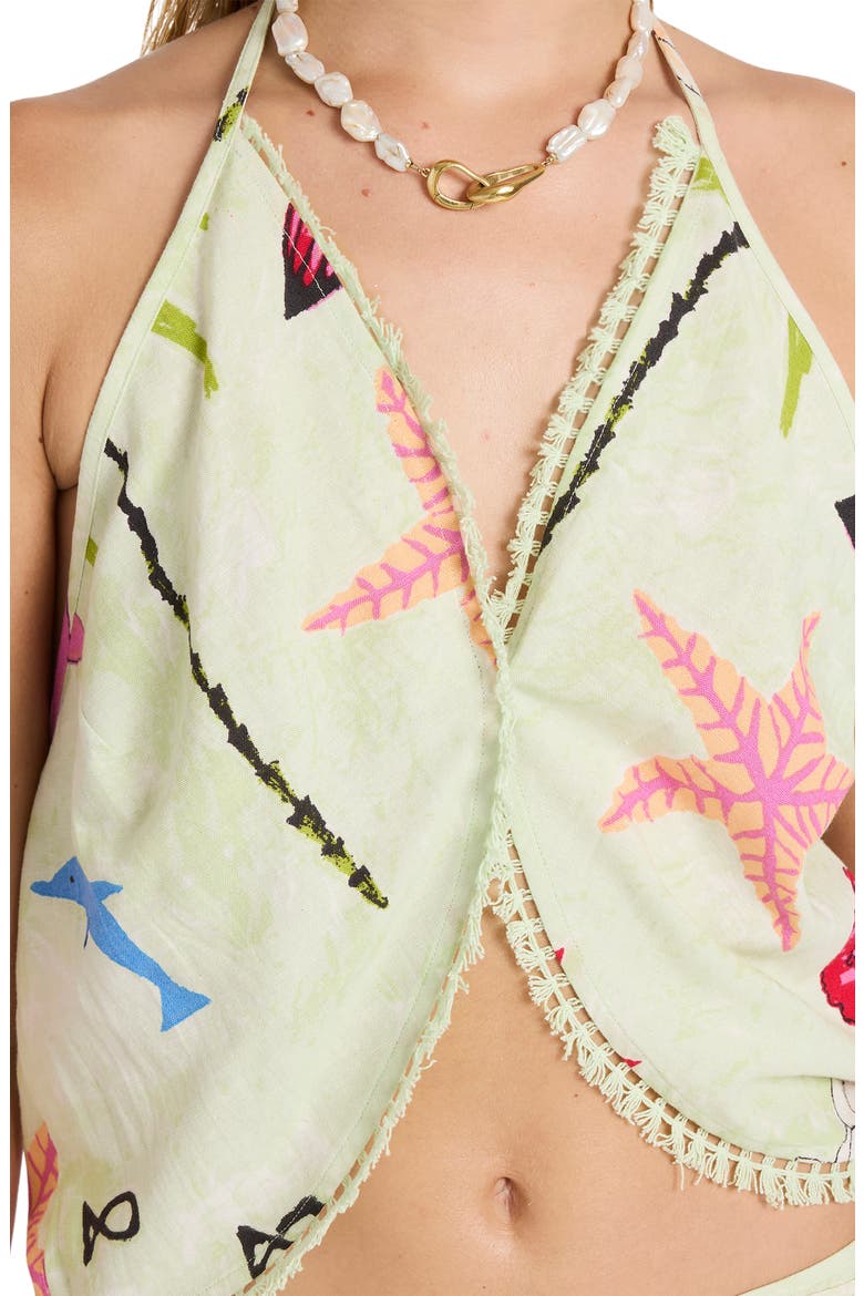 x Lottie Hall Cutaway Halter Top, Alternate, color, SUNNY LIME