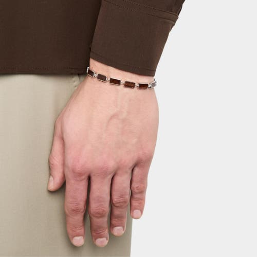 Jan Leslie Dash Rectangle Link Bracelet In Brown