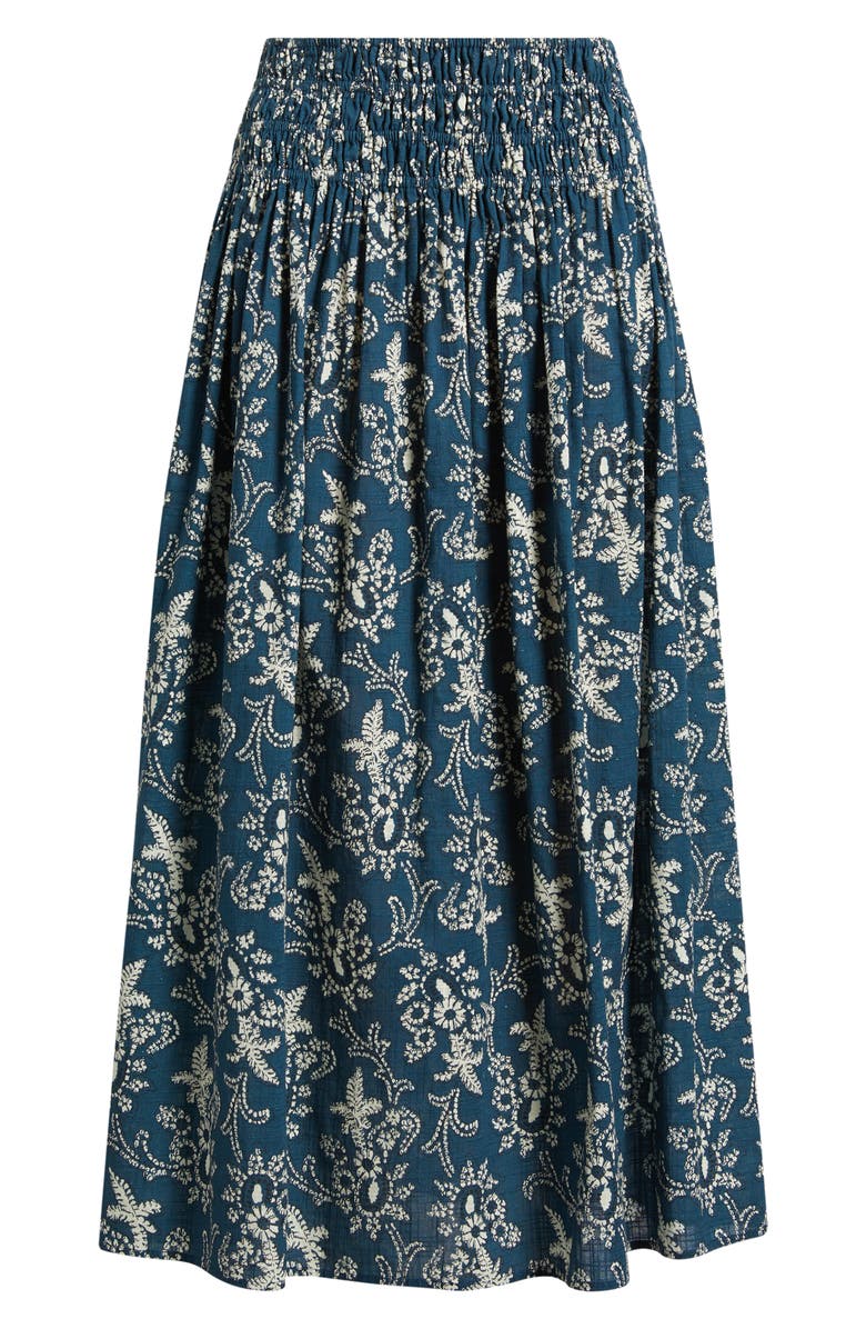 THE GREAT. The Viola Print Cotton Skirt, Main, color, Indigo Bandana