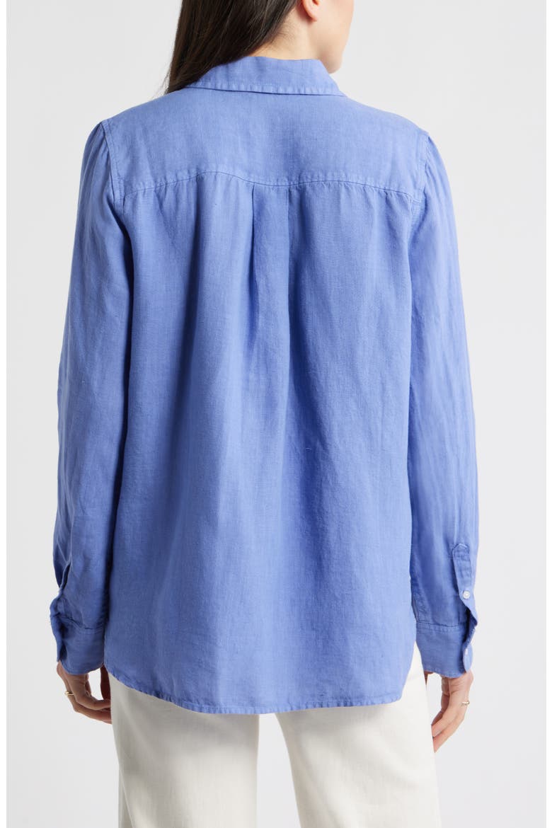 Casual Linen Button-Up Shirt, Alternate, color, BLUE DENIM