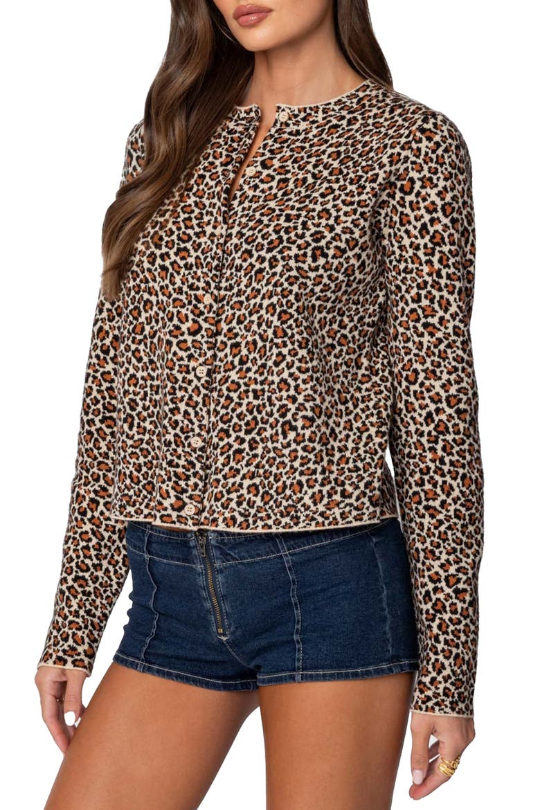 Leopard Print Cardigan, Alternate, color, LEOPARD