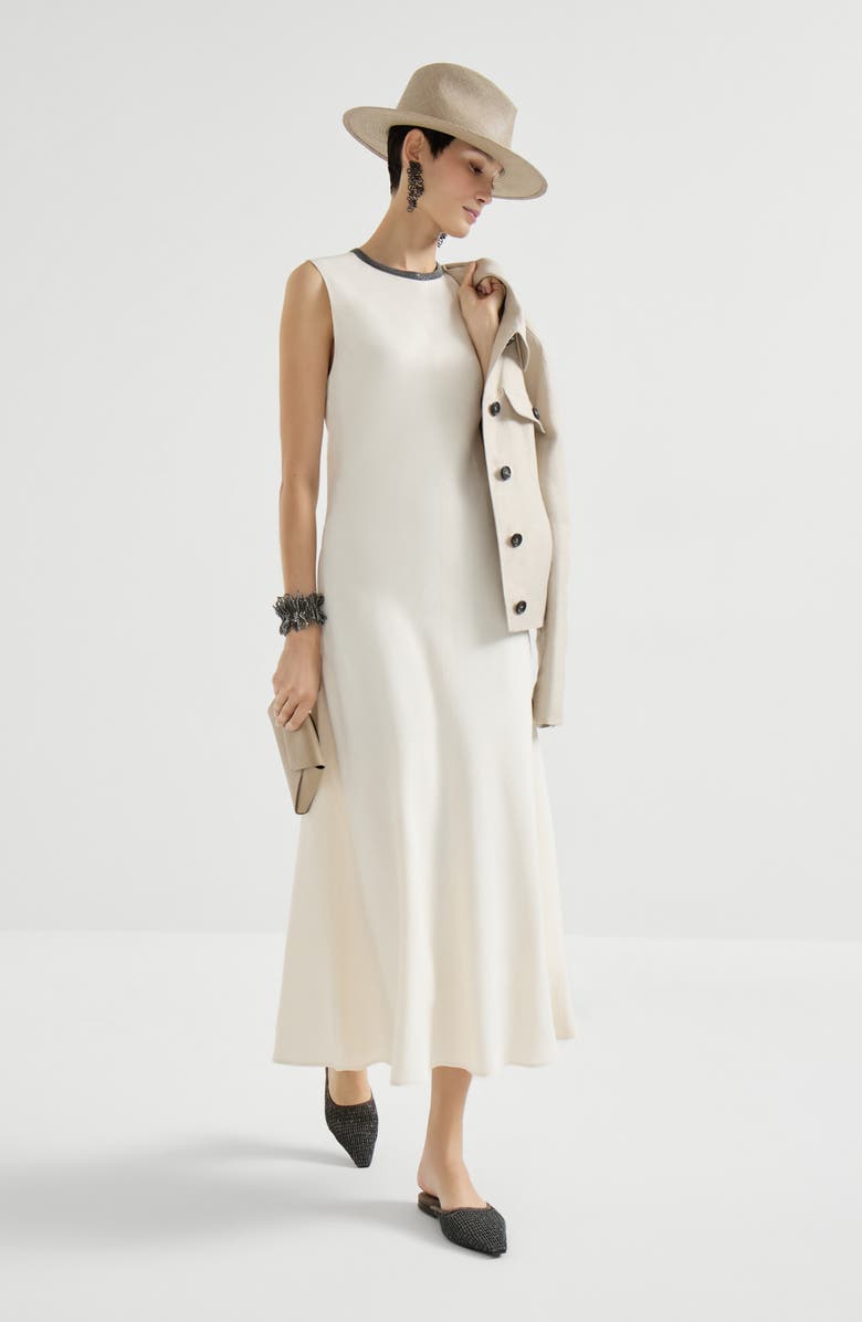 Brunello Cucinelli Dress with precious collar, Alternate, color, Ivory