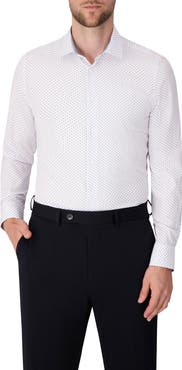Report Collection Diamond Print Slim Fit Stretch Dress Shirt