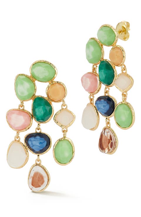 Multistone Statement Drop Earrings