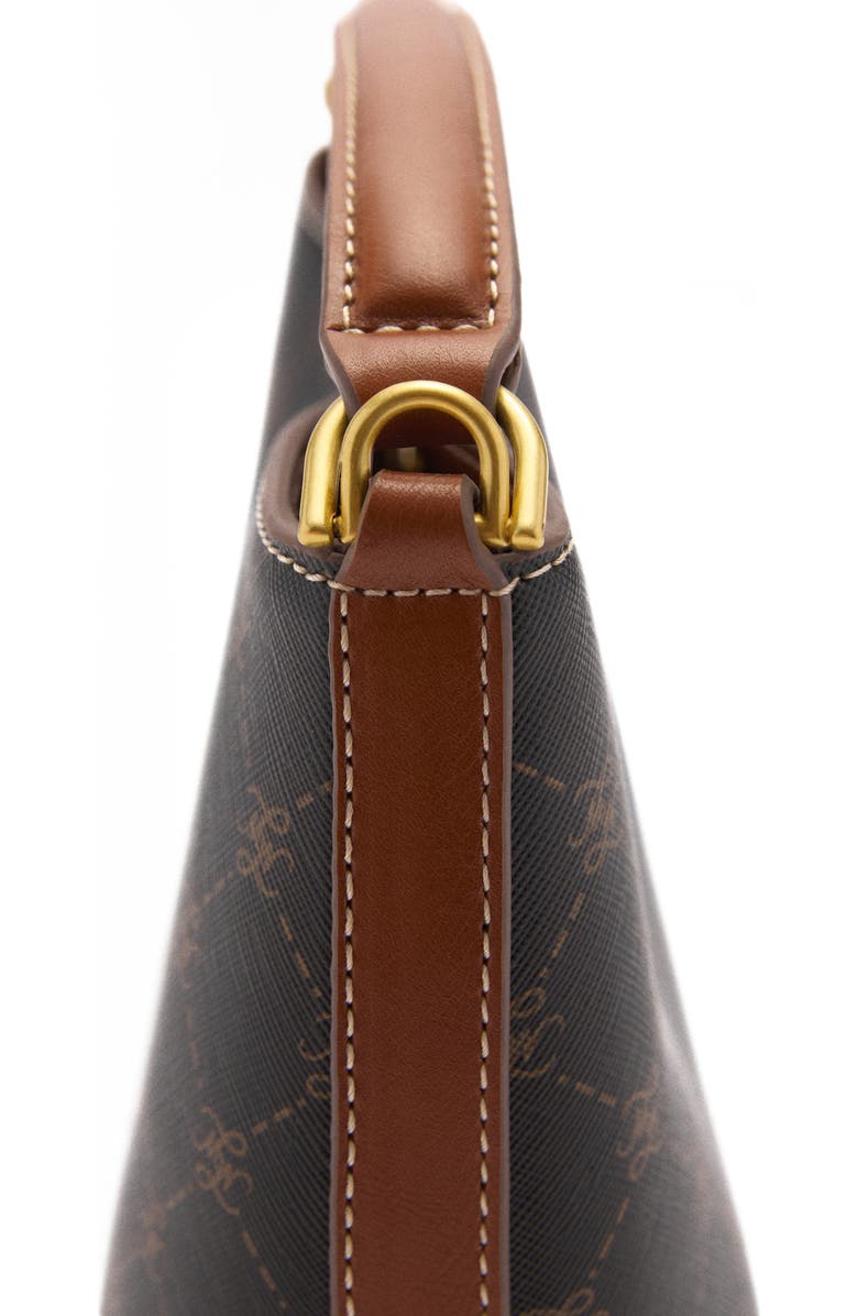 MANGO Mini Logo Monogram Top Handle Bag, Alternate, color, Brown