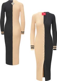 STAUD Women's STAUD Gold/Black New Orleans Saints Shoko Knit Button-Up Sweater Dress