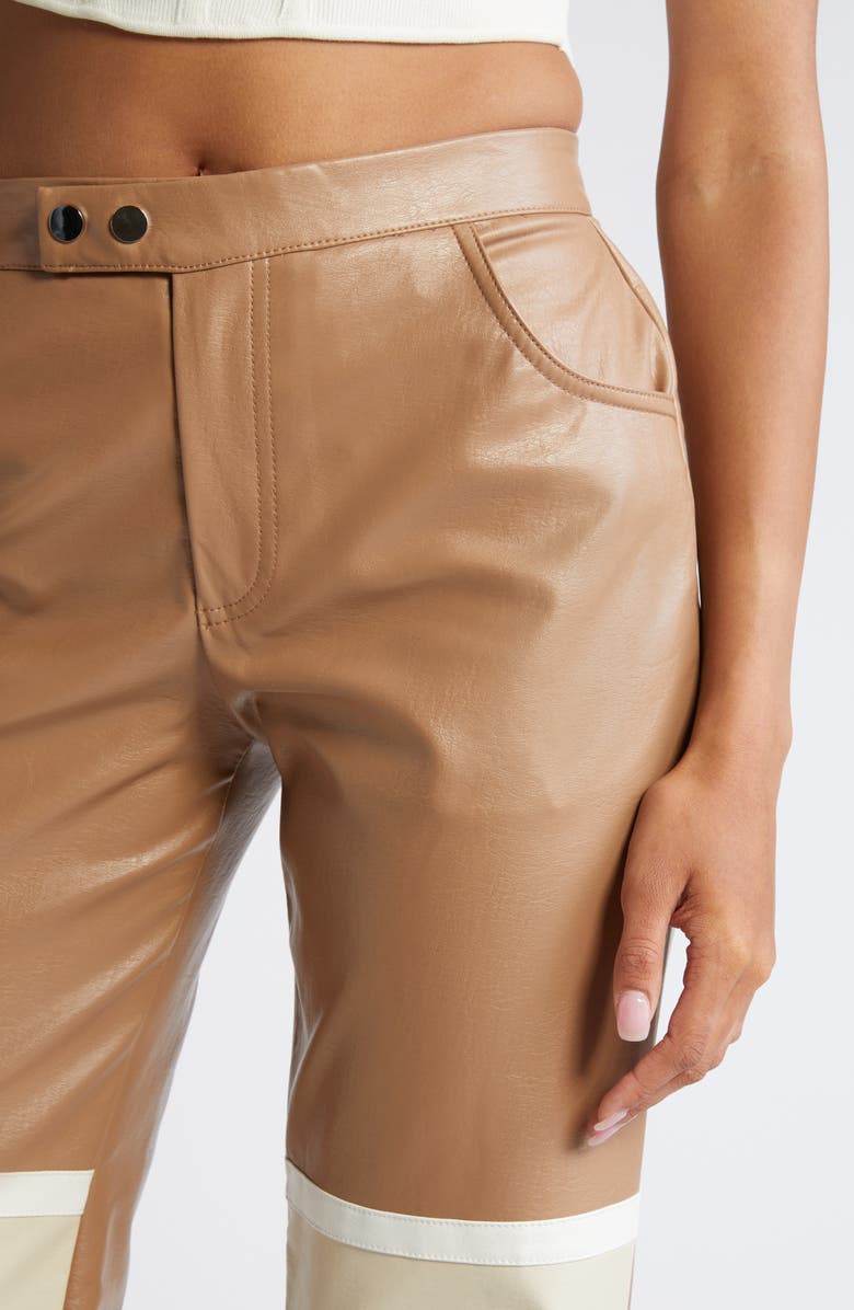Mistress Rocks Biker Colorblock Straight Leg Faux Leather Pants, Alternate, color,