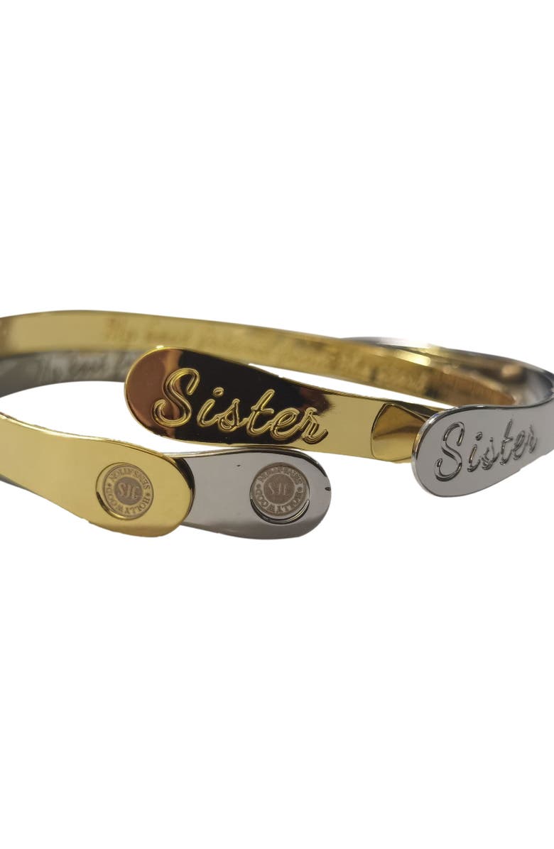 Hollywood Sensation Sister Bracelets Engraved My best friend from the start, Alternate, color, Silver