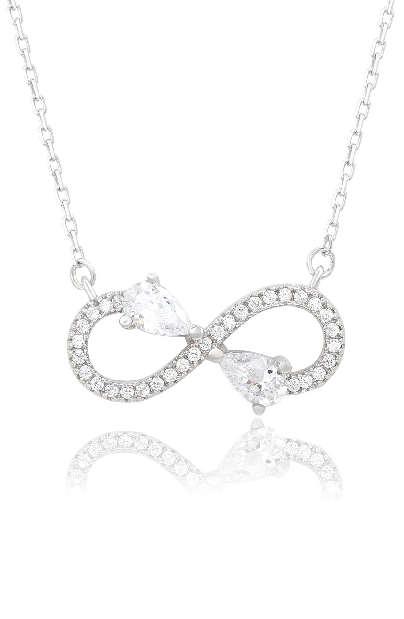 SUZY LEVIAN White Cubic Zirconia Infinity Pendant Necklace