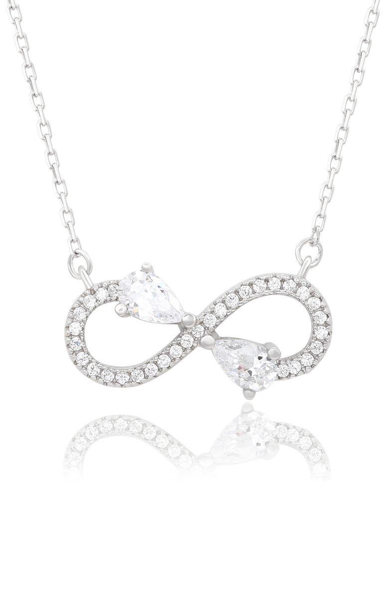 SUZY LEVIAN White Cubic Zirconia Infinity Pendant Necklace, Main, color, White