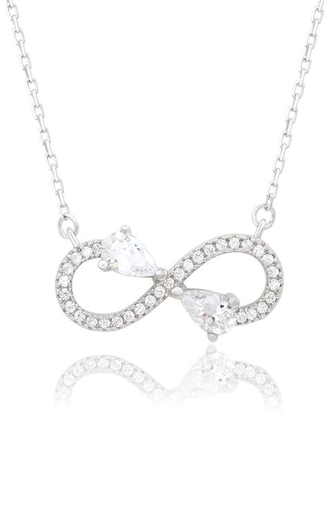 White Cubic Zirconia Infinity Pendant Necklace