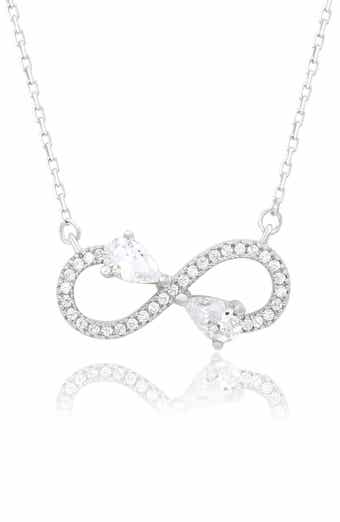 White Cubic Zirconia Infinity Pendant Necklace