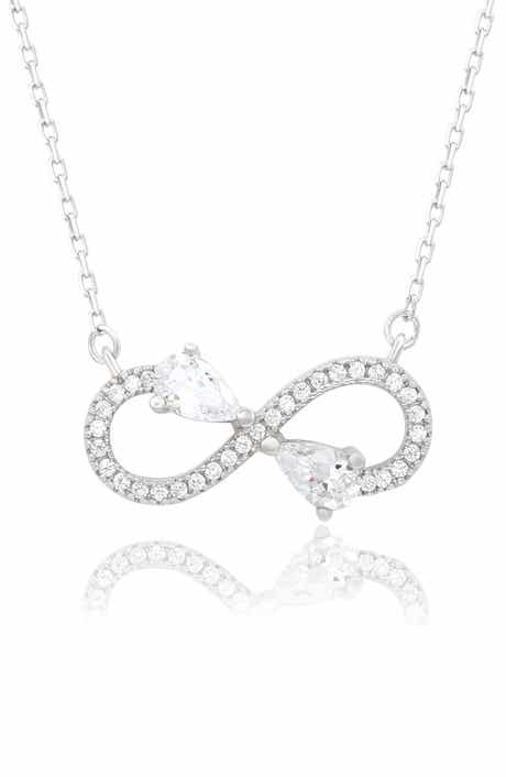 SUZY LEVIAN White Cubic Zirconia Infinity Pendant Necklace