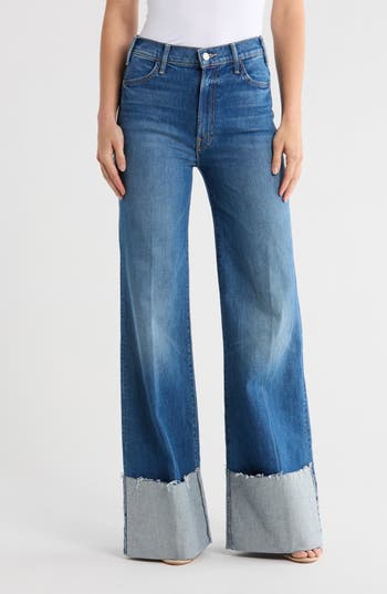 Mother Hustler Roller Heel High Waist Wide Leg Jeans In Blue