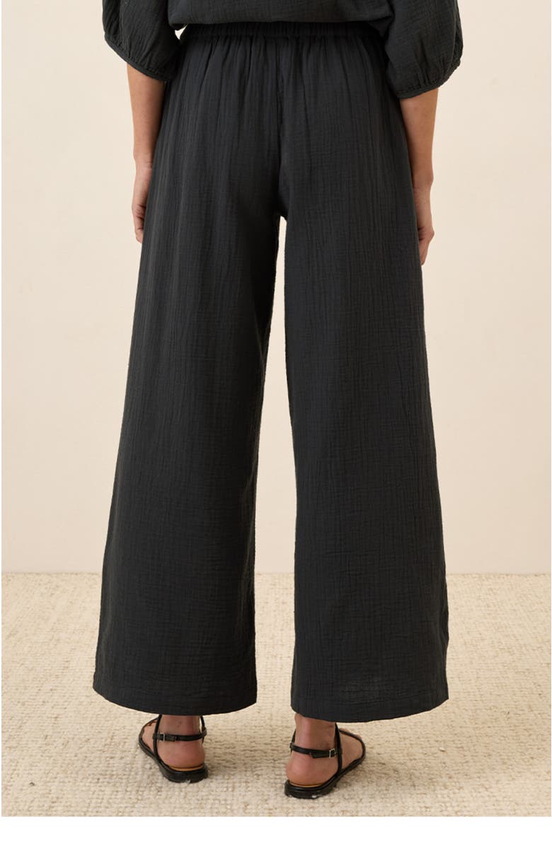 Pact Organic Cotton Coastal Double Gauze Split Hem Pant, Alternate, color, Black