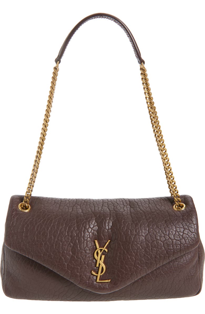 Saint Laurent Medium Calypso Leather Shoulder Bag, Main, color, Raisin
