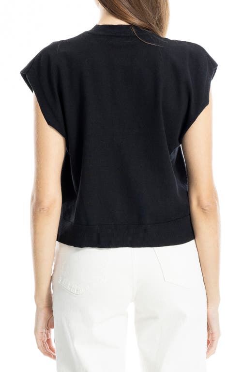 Max Studio Mock Neck Fine Gauge Short Sleeve Sweater In Black