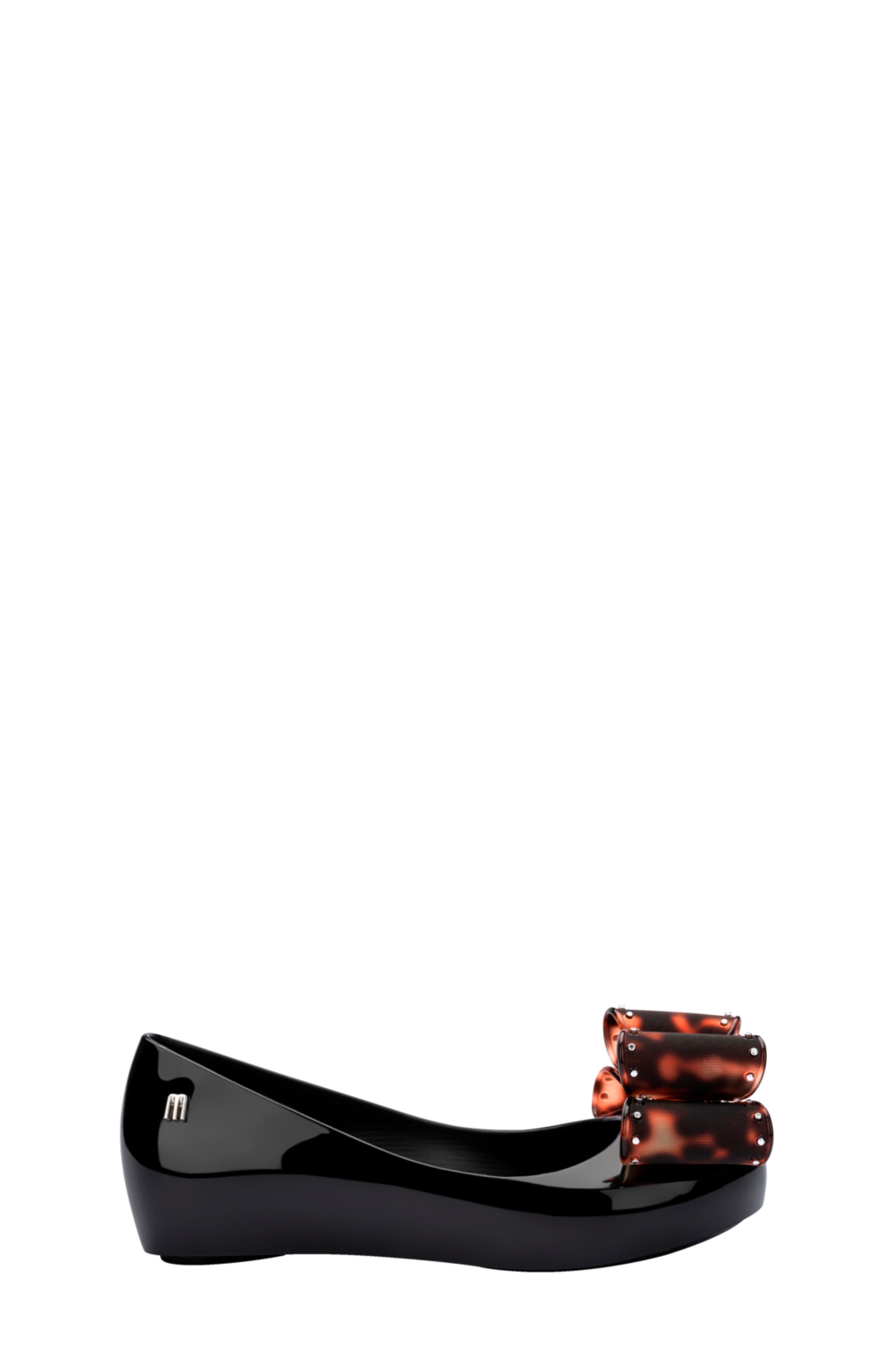 Mini Melissa Kids' Mini Ultragirl Classic Flat, Alternate, color, Black/ Tortoiseshell
