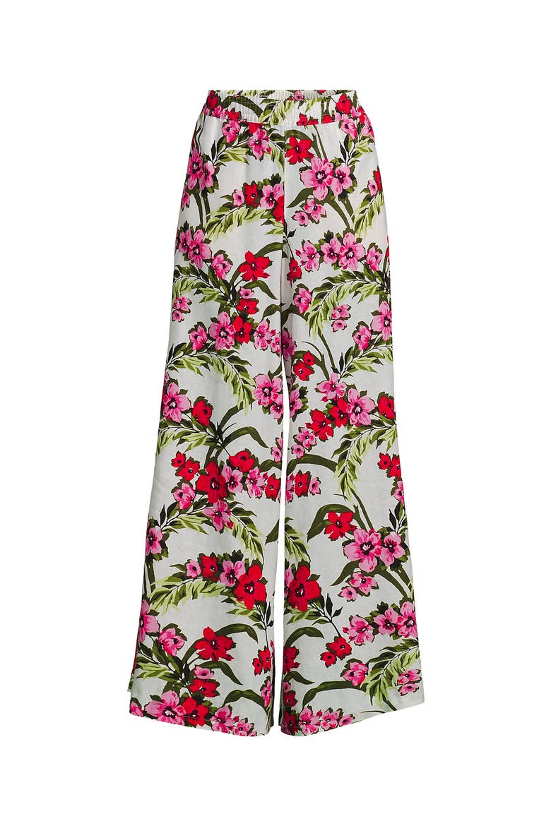 Tall Linen High Rise Palazzo Pants - Set Bottom, Alternate, color, Ivory/Pink Multi Floral Tropic
