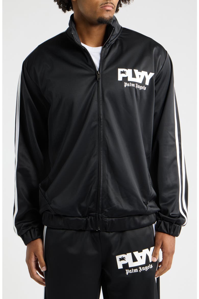 Logo Print Track Jacket, Alternate, color, BLACK BEAUTY