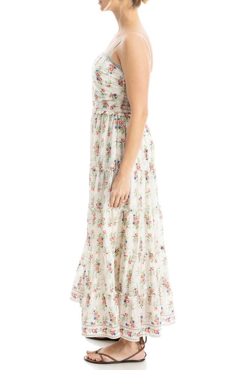 MAX STUDIO Floral Print Maxi Dress, Alternate, color, Cream/ Red Bouquet Stripe