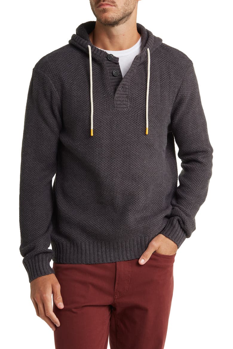 Textured Knit Hoodie, Main, color, CHARCOAL HEATHER