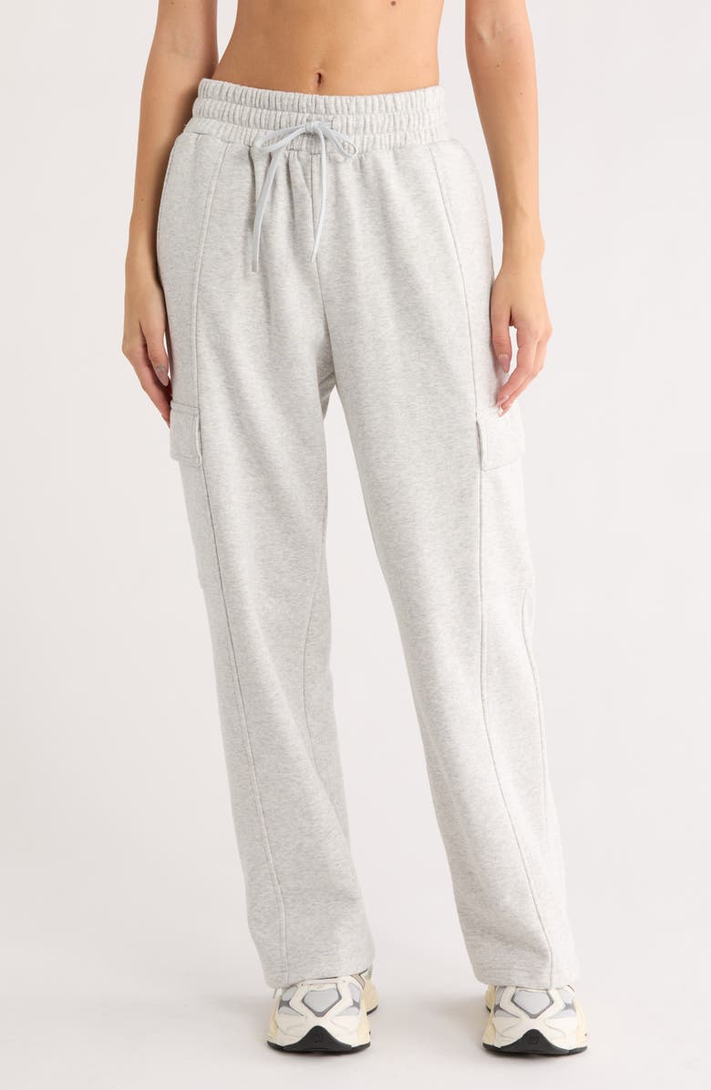 Z by Zella Feather Fleece Utility Pants, Main, color, Grey Light Heather