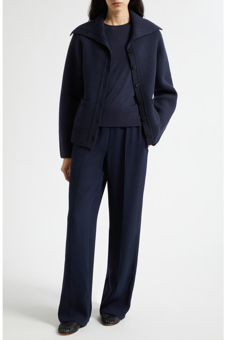 Double Face Wool Blend Turtleneck Cardigan, Alternate, color, TWILIGHT NAVY