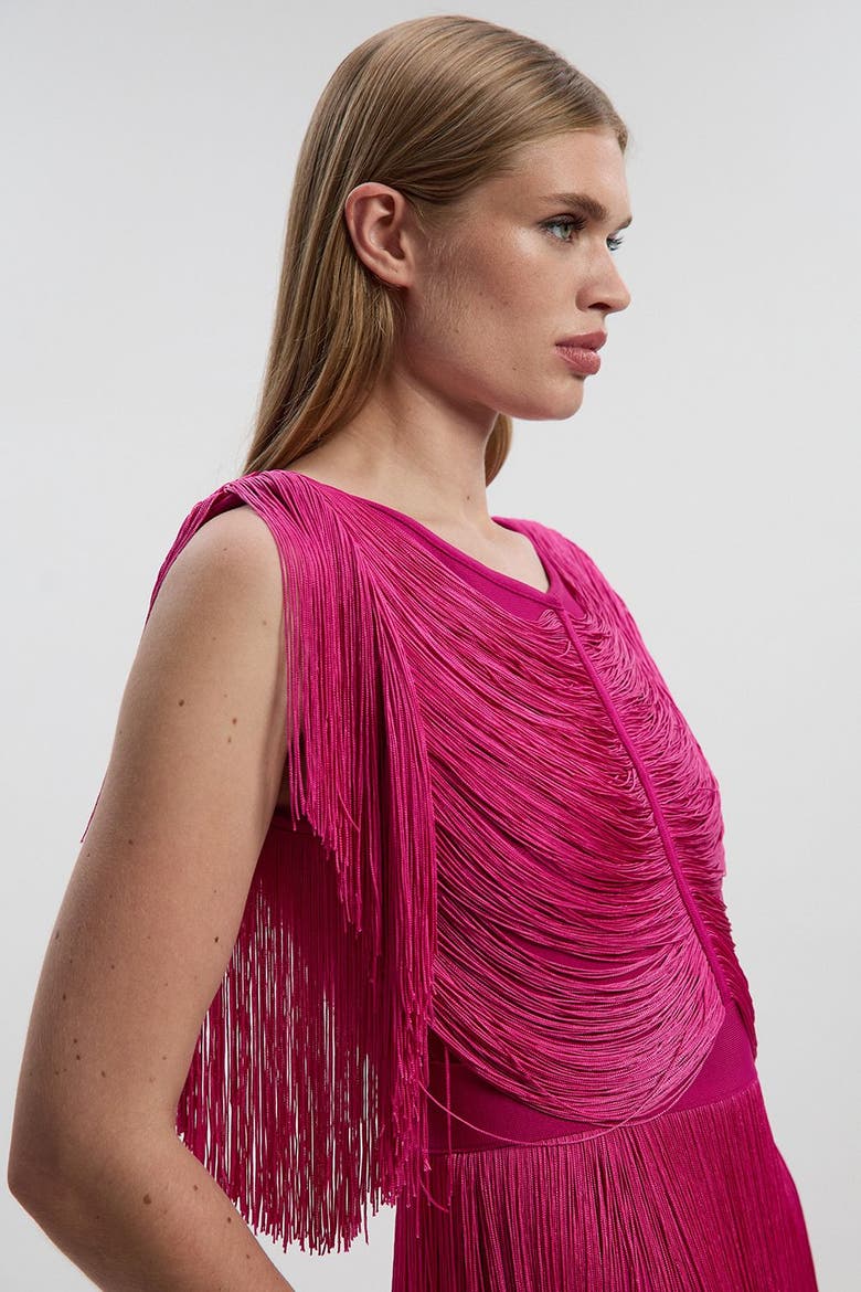 Draped Fringe Mini Dress, Alternate, color, Magenta