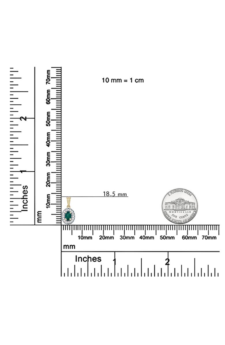 Haus of Brilliance 14K Yellow Gold 6x4mm Emerald and 1/5 Cttw Diamond Halo Pendant Necklace -, Alternate, color, Yellow