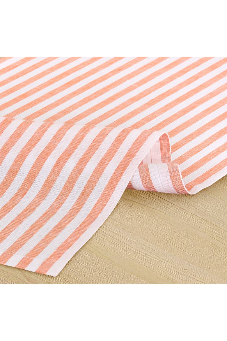 Linen Tablecloth - Amalfi Stripe, Alternate, color, Orange and White
