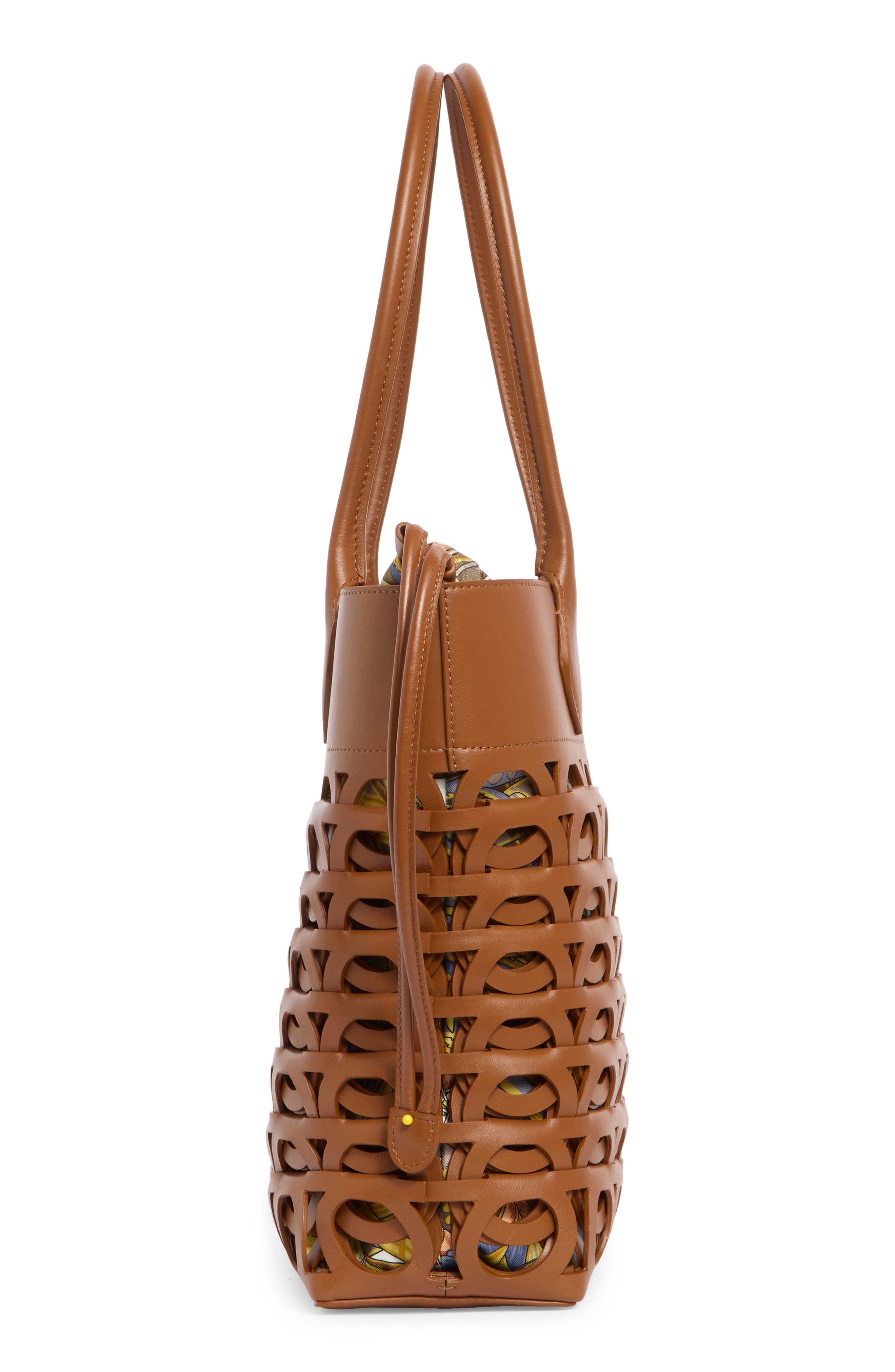 FERRAGAMO Medium Gancio Leather Tote, Alternate, color, Natural Resort/ Multi