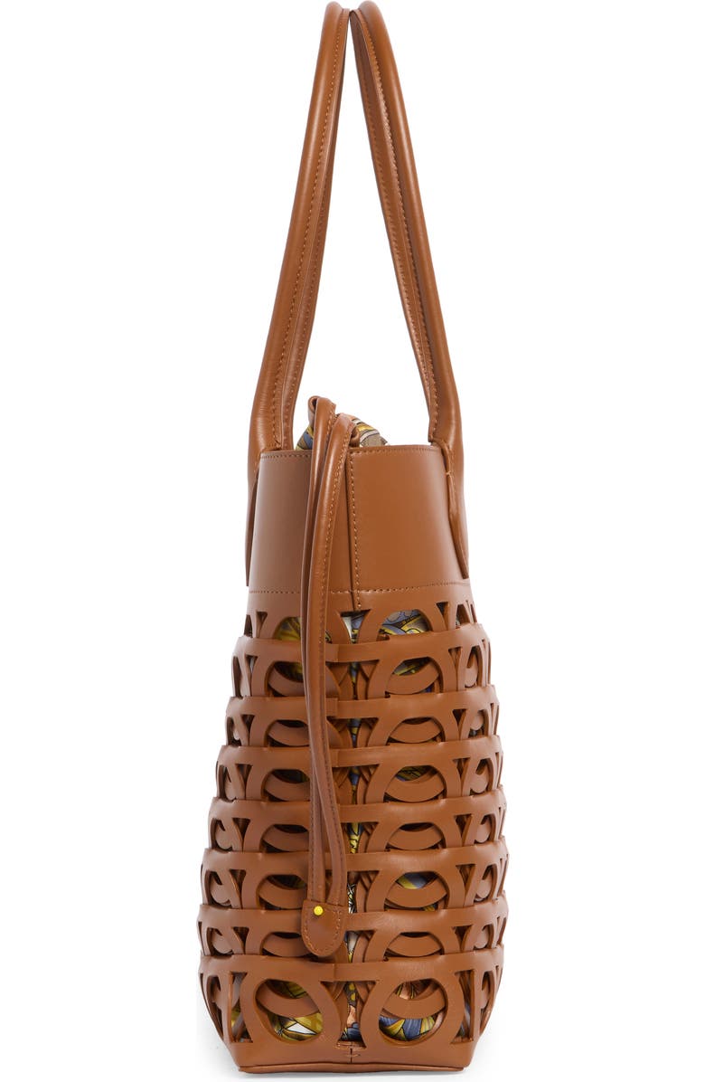 FERRAGAMO Medium Gancio Leather Tote, Alternate, color, Natural Resort/ Multi