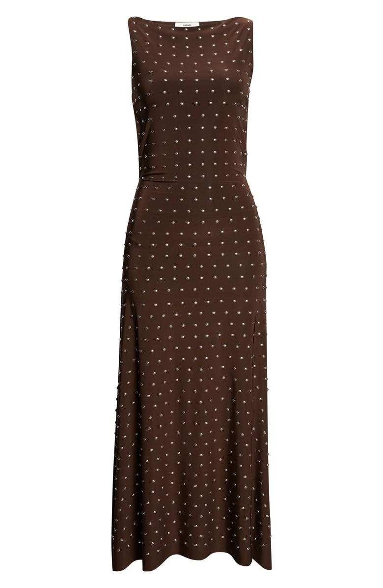 Siedrés Grace Studded Open Back Jersey Dress, Main, color, Brown