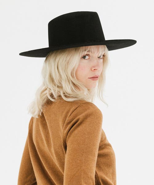 Gigi Pip Dakota Wide Brim Felt Hat In Black