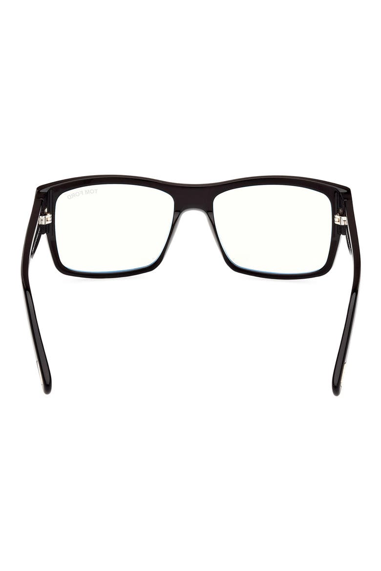 55mm Square Blue Light Blocking Glasses, Alternate, color, BLACK ECO / T LOGO
