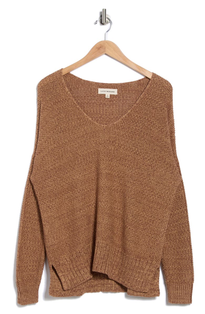 Lucky Brand V-Neck Pullover Sweater, Alternate, color, Cocoa Brown