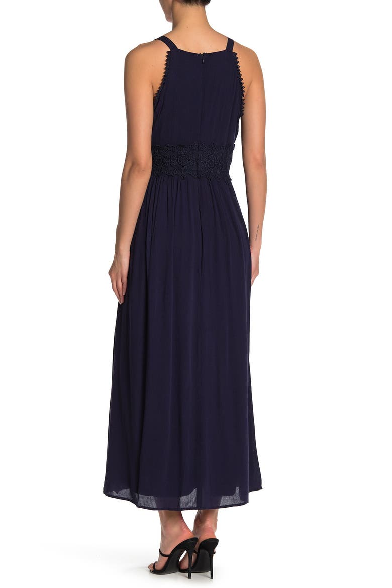 Sleeveless Lace Trim Maxi Dress, Alternate, color, NAVY