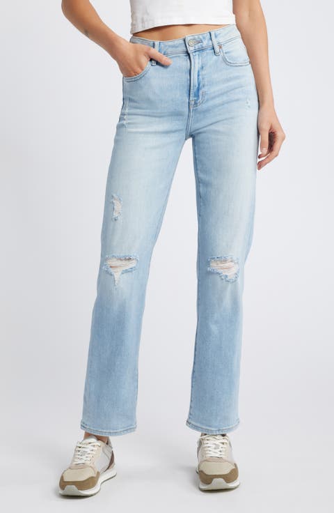 Ripped Straight Leg Jeans