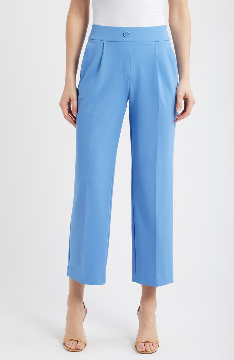 AK ANNE KLEIN Pleated Pull-On Pants, Main, color, Blue Yonder