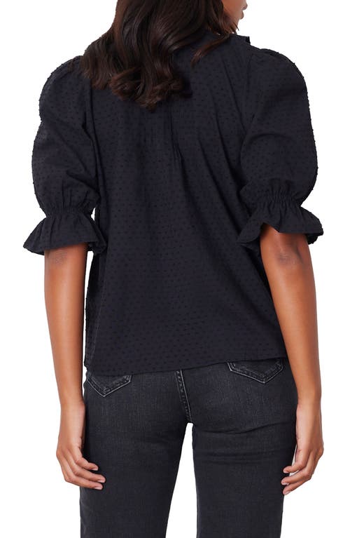 Paneros Clothing Chloe Swiss Dot Ruffle Shirt In Black
