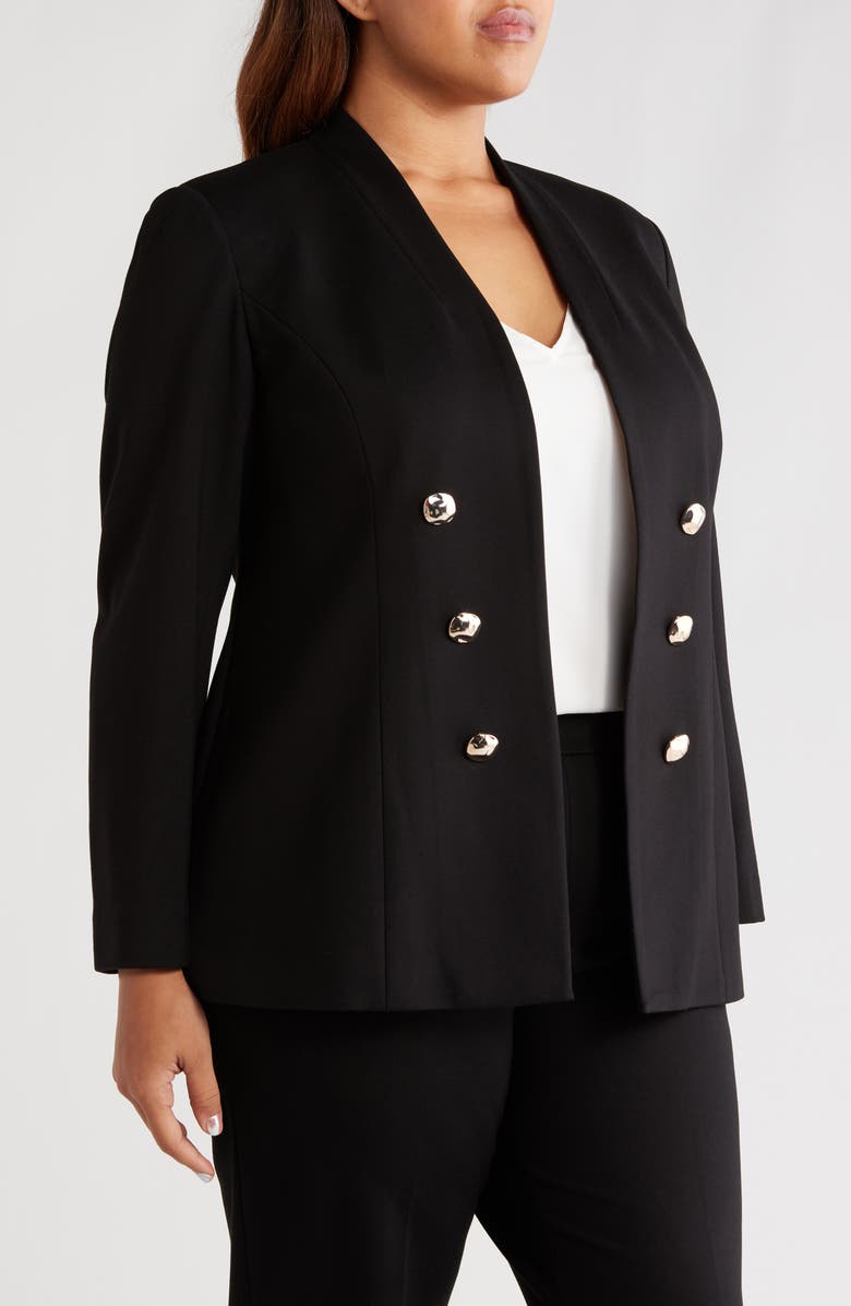Anne Klein Open Front Jacket, Alternate, color, Anne Black