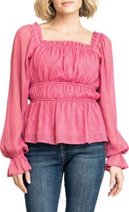 GIBSONLOOK Metallic Square Neck Top
