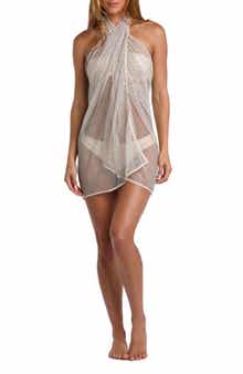 L'AGENCE Maribel Rhinestone Sheer Cover-Up Pareo