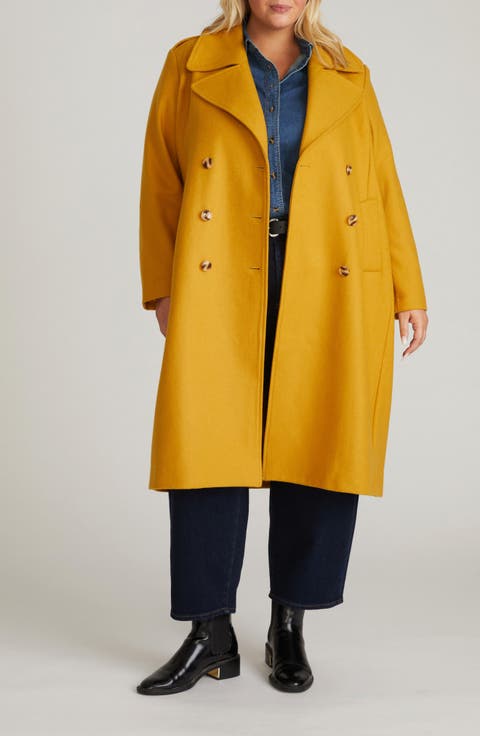 Callaghan Double Breasted Wool Blend Coat (Plus)