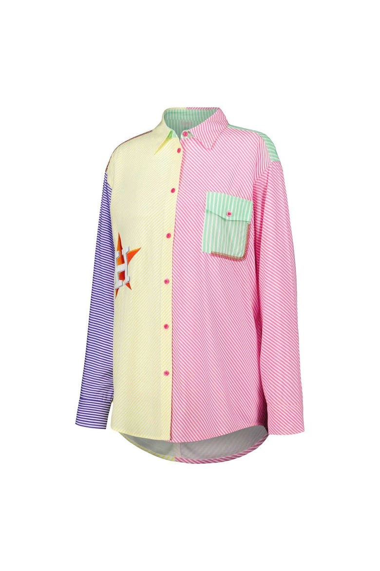 Women's Terez Houston Astros Button-Up Shirt, Alternate, color, Yellow