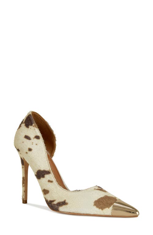 Azalea Wang Brayan Half D'orsay Genuine Calf Hair Pointed Cap Toe Pump
