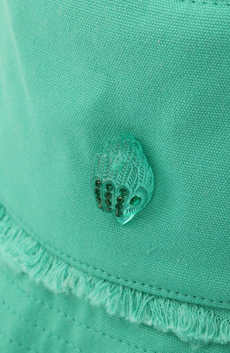 Kurt Geiger London Frayed Edge Cotton Bucket Hat, Alternate, color, Mint Leaf