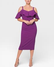 RACHEL Rachel Roy Marcella Off the Shoulder Ruffle Midi Dress