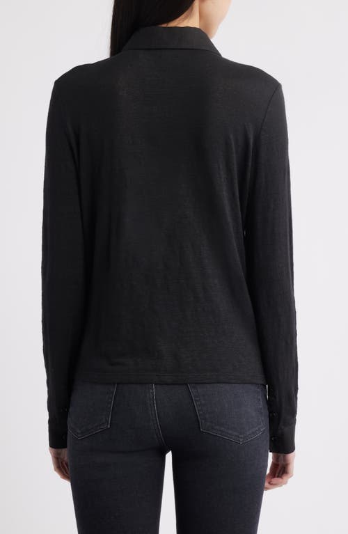Frame The Caddy Stretch Linen Polo In Black